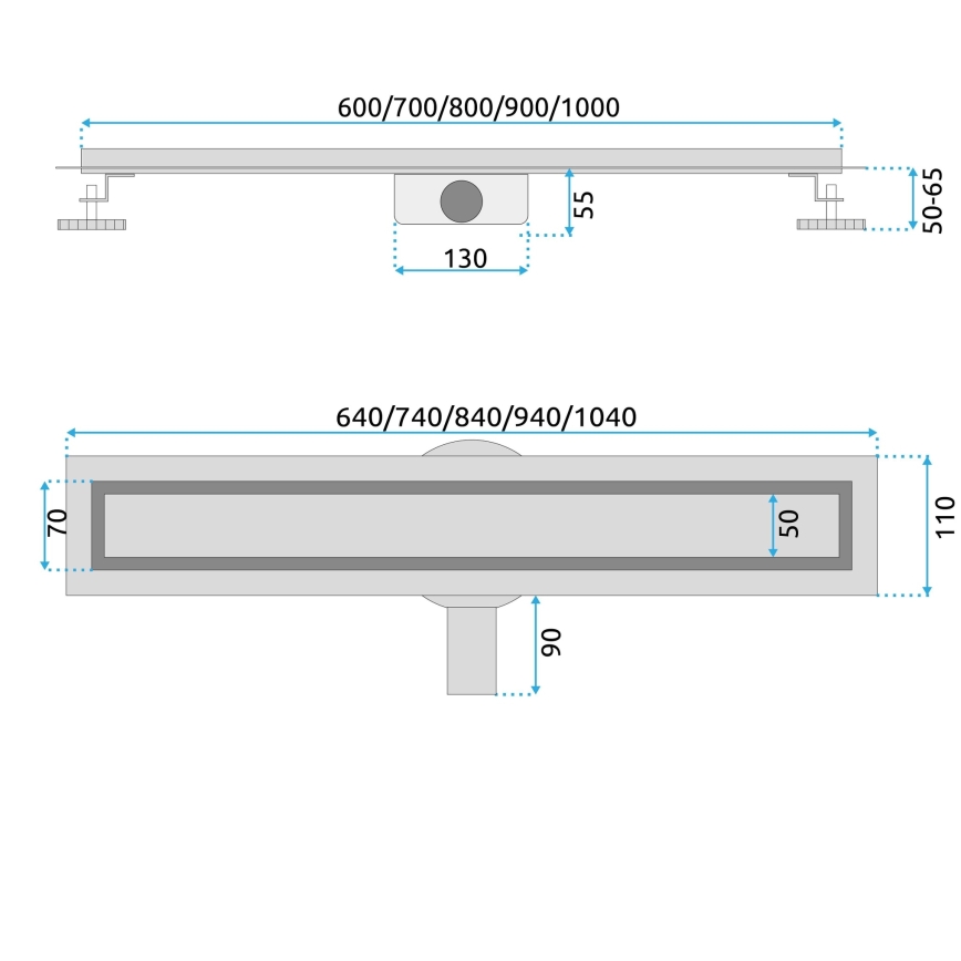 REA-G4800 - Afvoergoot NEOX PRO 60 cm geborsteld koper