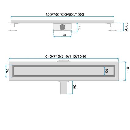 REA-G4802 - Afvoergoot NEOX PRO 80 cm, geborsteld koper