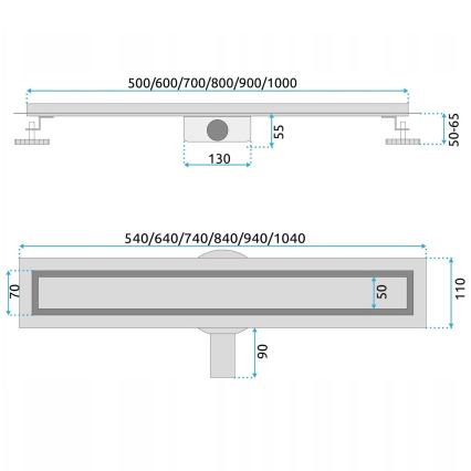 REA-G5806 - Afvoergoot NEOX PRO 50 cm, nikkel