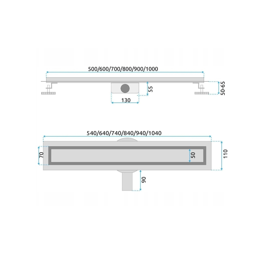 REA-G5808 - NEOX PRO afvoergoot 70 cm roestvrij staal
