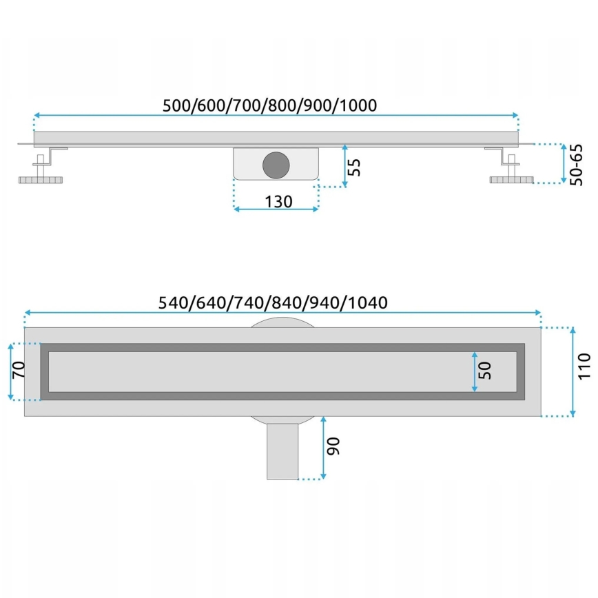 REA-G5810 - Afvoergoot NEOX PRO 90 cm nikkel