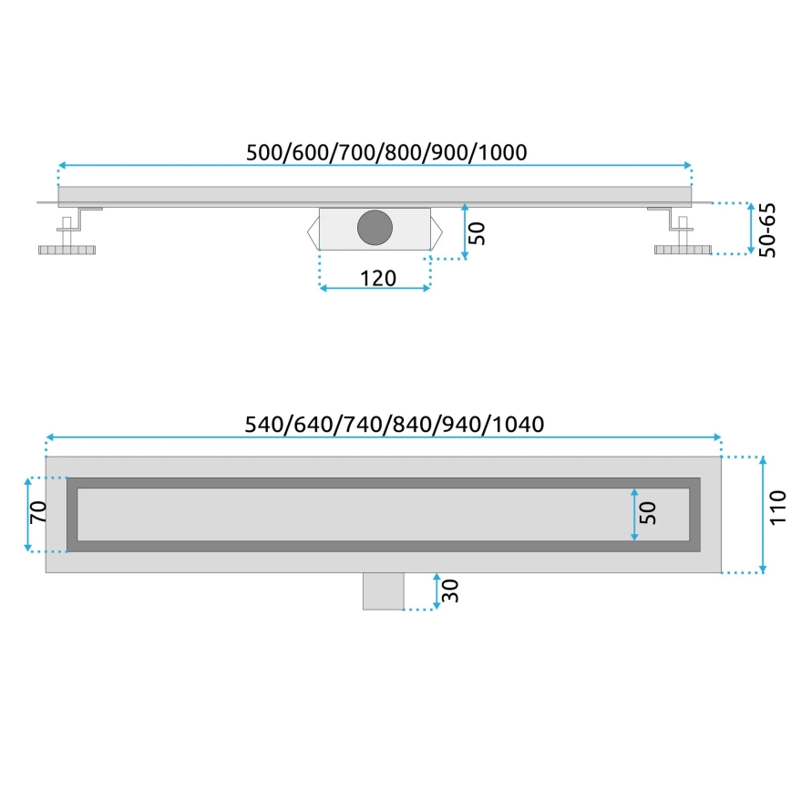 REA-G6600 - Afvoergoot PURE NEOX 50 cm mat zwart