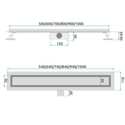 REA-G6605 - Afvoergoot PURE NEOX 100 cm mat zwart