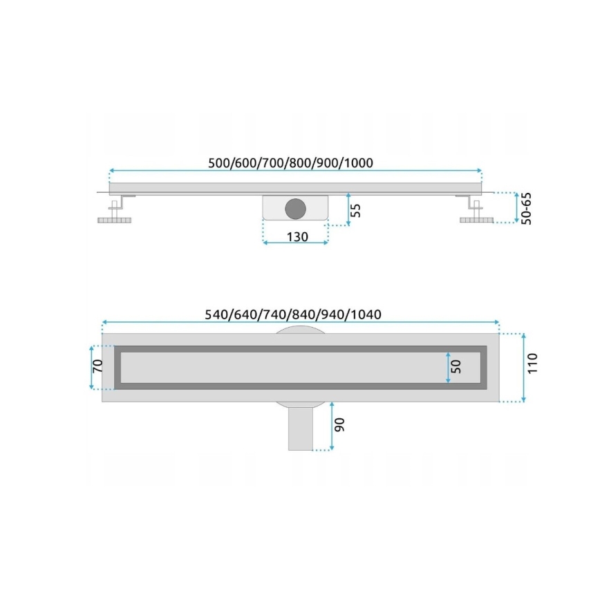 REA-G7802 - Afvoergoot NEOX PRO 70 cm roestvrij staal/zwart