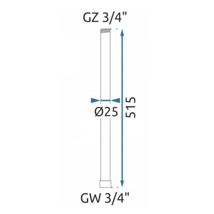 REA-K0881 - Verlengstang voor douche-/badset 51,5 cm glanzend chroom