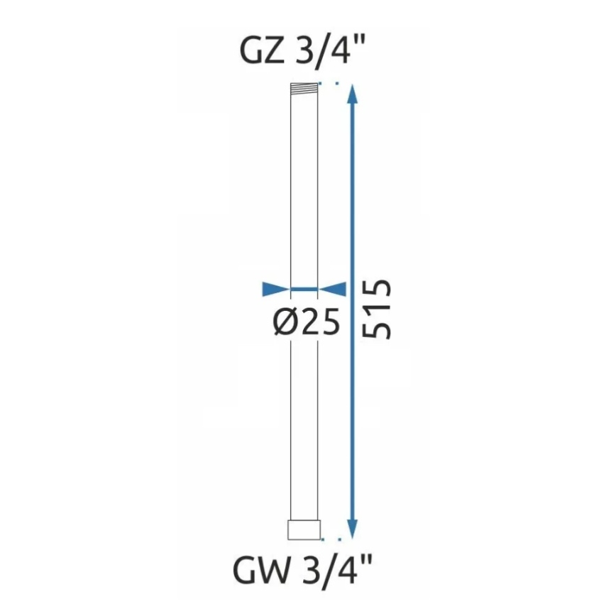 REA-K0881 - Verlengstang voor douche-/badset 51,5 cm glanzend chroom