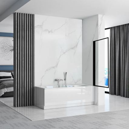 REA-K7632 - Beweegbaar badscherm LAGOS 140x70 cm zwart/helder