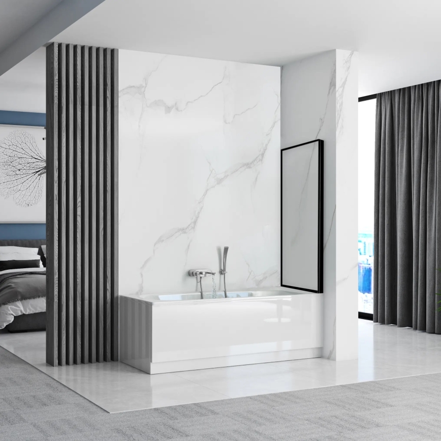 REA-K7632 - Beweegbaar badscherm LAGOS 140x70 cm zwart/helder