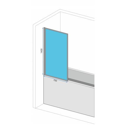 REA-K7632 - Beweegbaar badscherm LAGOS 140x70 cm zwart/helder