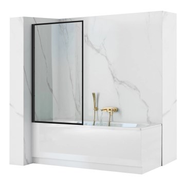 REA-K7633 - Verstelbare badwand LAGOS 140x80 cm zwart/helder