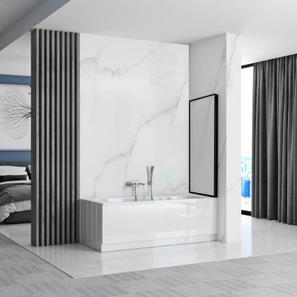 REA-K7633 - Verstelbare badwand LAGOS 140x80 cm zwart/helder