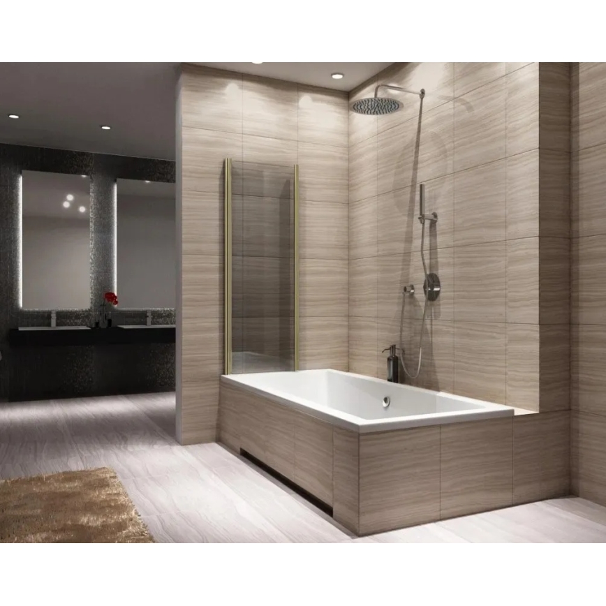REA-K9777 - AGAT opvouwbare badwand 140x100 cm geborsteld goud/helder