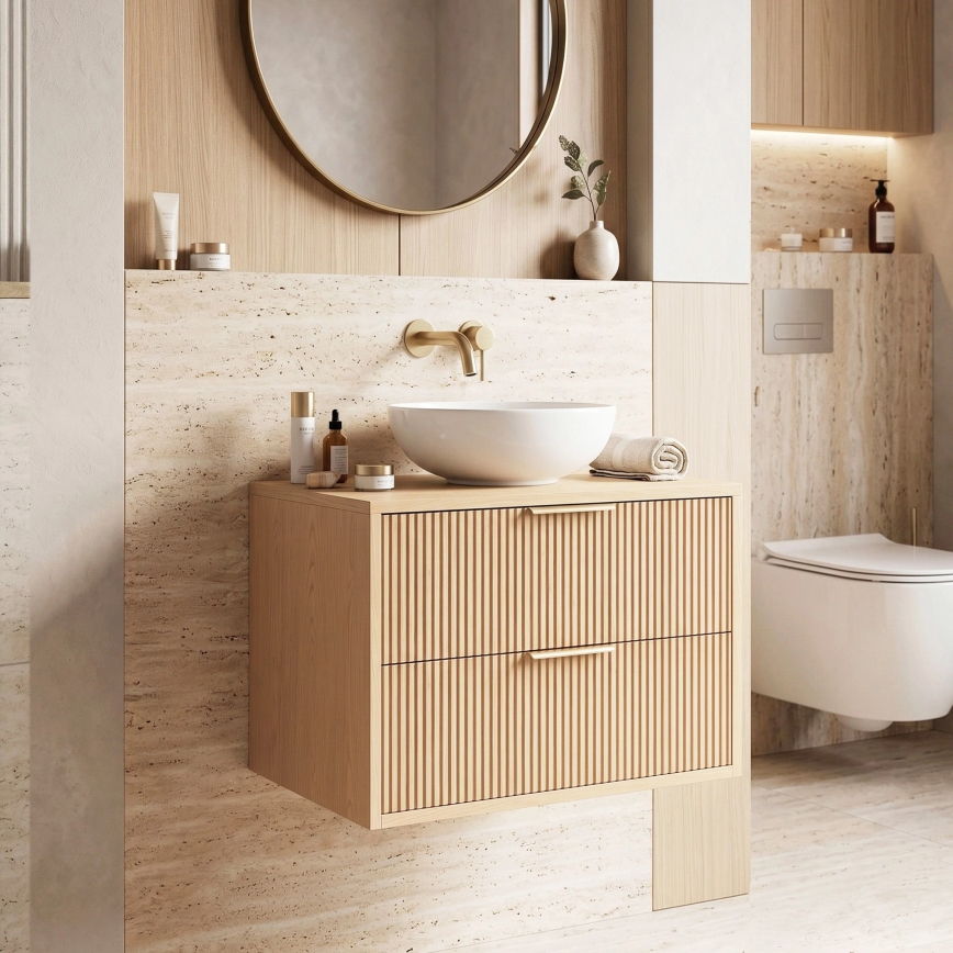 REA-M0408 - Hangend badkamermeubel MONO 60x47 cm voor onder de wastafel, beige