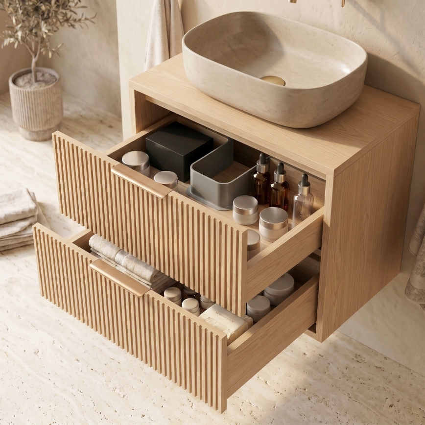 REA-M0408 - Hangend badkamermeubel MONO 60x47 cm voor onder de wastafel, beige