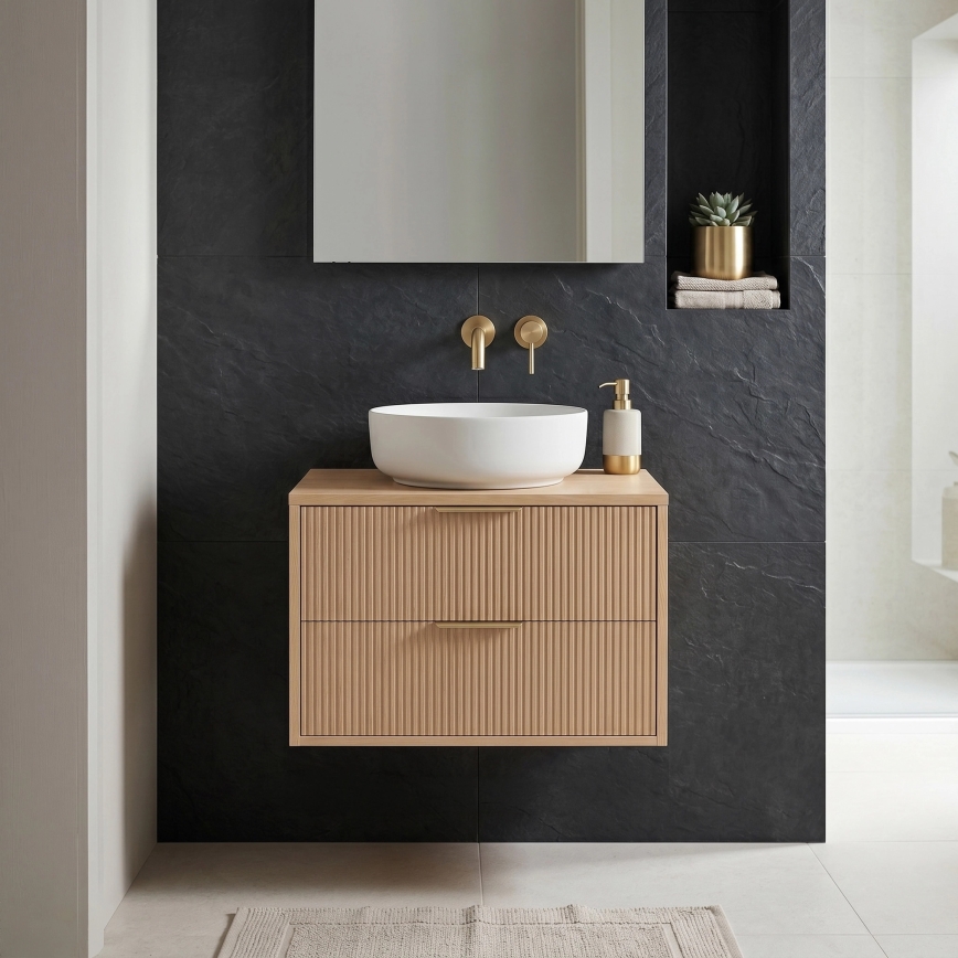 REA-M0408 - Hangend badkamermeubel MONO 60x47 cm voor onder de wastafel, beige