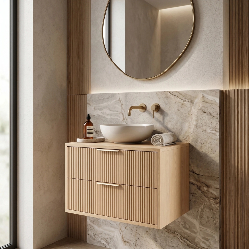 REA-M0408 - Hangend badkamermeubel MONO 60x47 cm voor onder de wastafel, beige