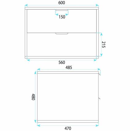 REA-M0408 - Hangend badkamermeubel MONO 60x47 cm voor onder de wastafel, beige