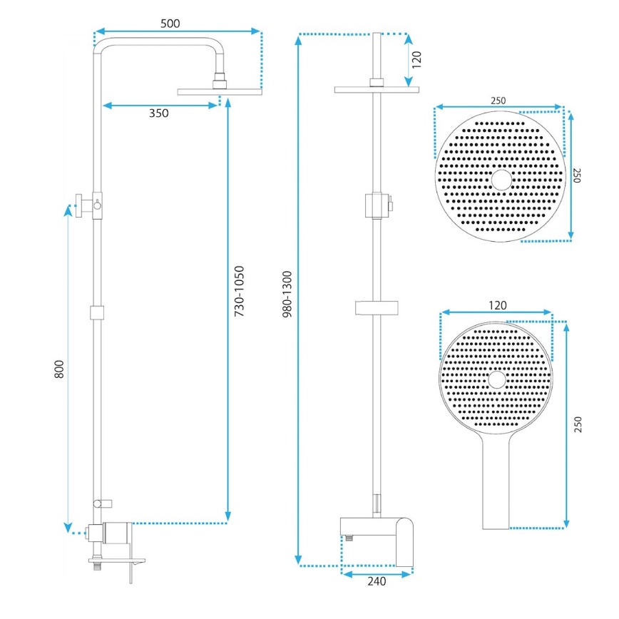 REA-P2400 - Doucheset met AVALON-mengkraan in geborsteld goud