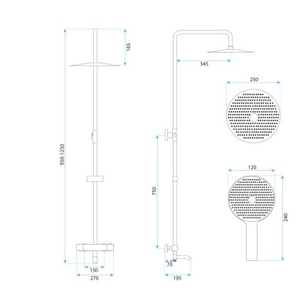REA-P5961 - Doucheset met thermostatische mengkraan LUNGO DIAMOND glanzend chroom