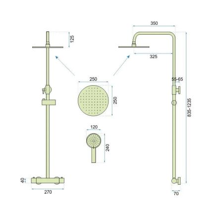 REA-P6602 - Doucheset met thermostaatkraan VINCENT, geborsteld goud