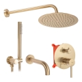 REA-P6609 - LUNGO doucheset met thermostatische inbouwkraan, geborsteld goud