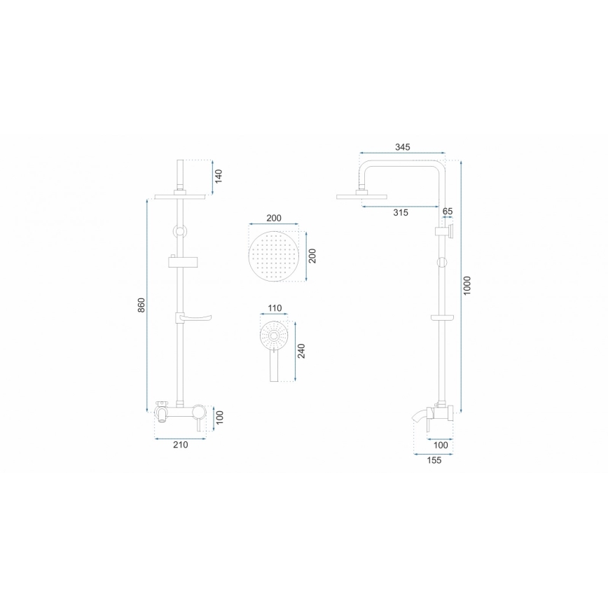 REA-P7006 - Doucheset met gouden LUIS-mengkraan