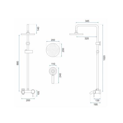 REA-P7051 - Doucheset met LUIS-mengkraan in geborsteld goud