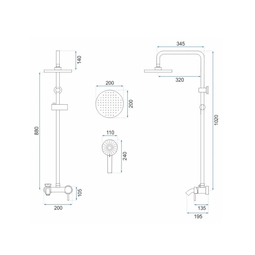 REA-P7051 - Doucheset met LUIS-mengkraan in geborsteld goud