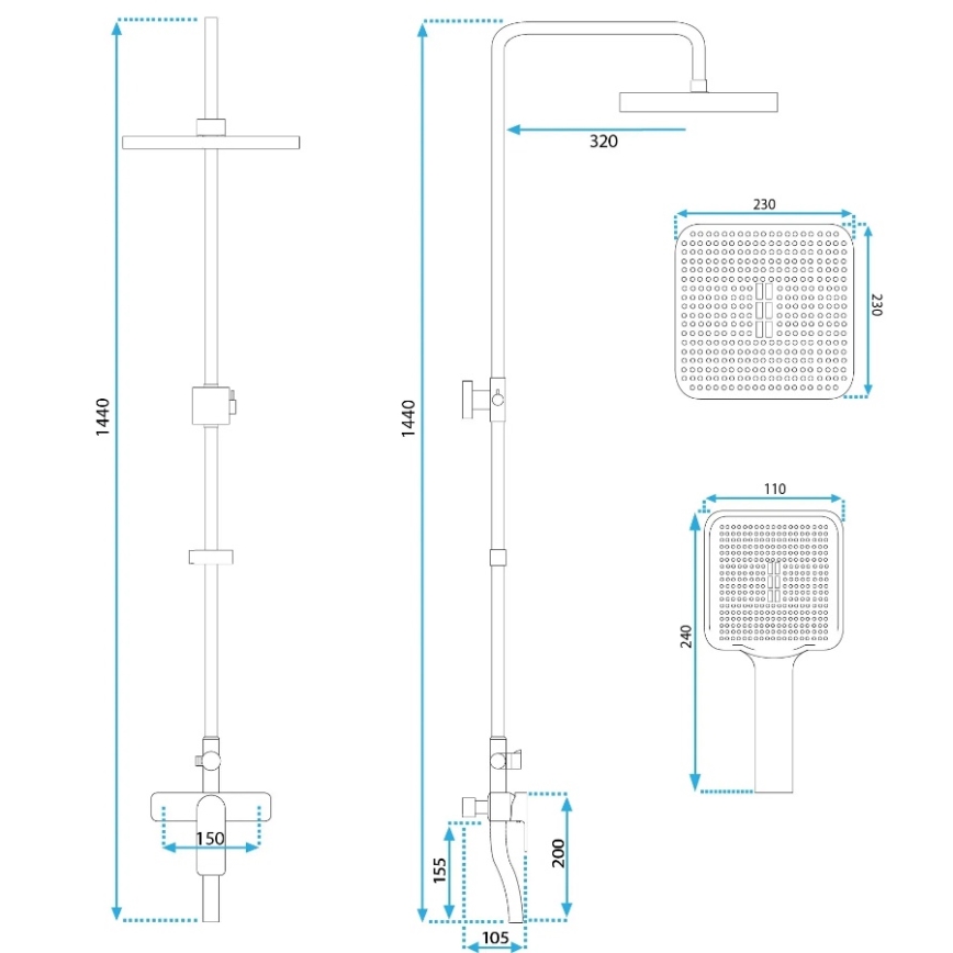 REA-P7841 - Doucheset met mengkraan ARGUS, geborsteld goud