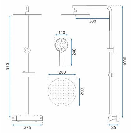 REA-P8804 - Doucheset met thermostaatkraan BLISS, mat zwart