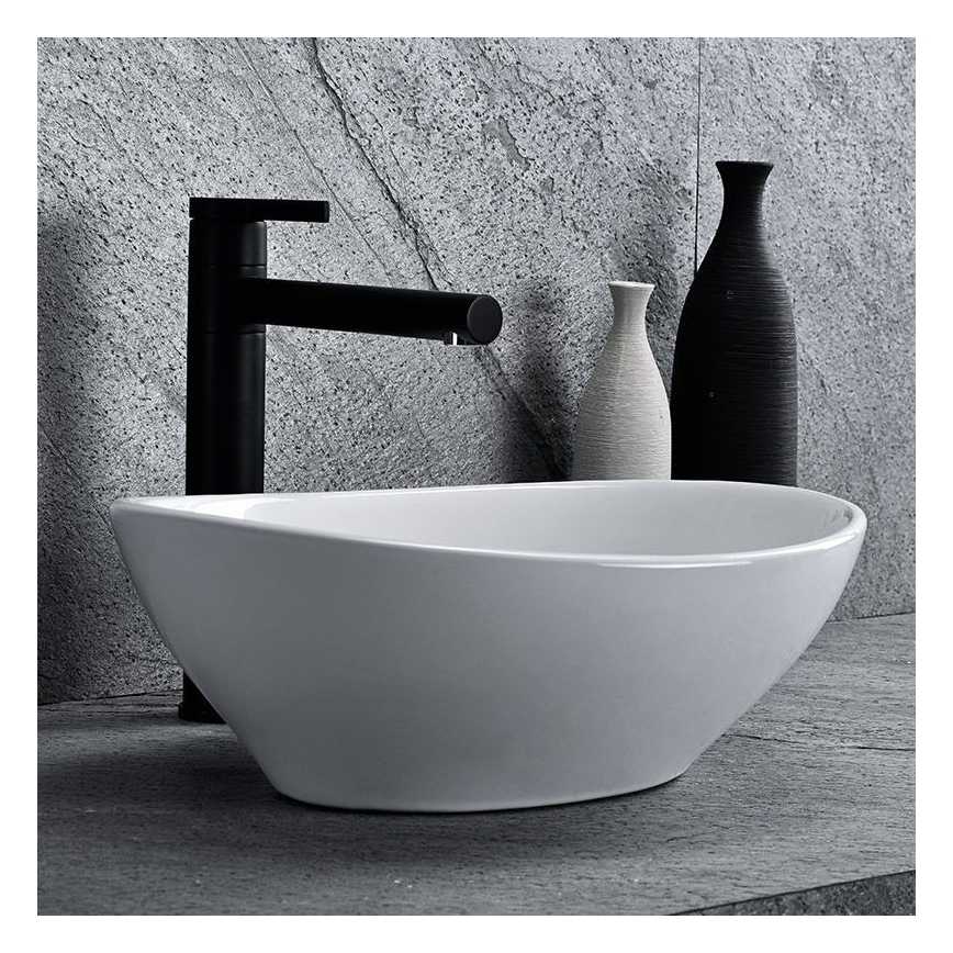 REA-U0133 - Opzetwastafel SOFIA 34,5x41 cm keramiek/hoogglans wit