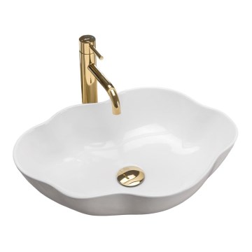 REA-U0265 - Opzetwastafel PEARL 38x50,5 cm keramiek/glanzend wit
