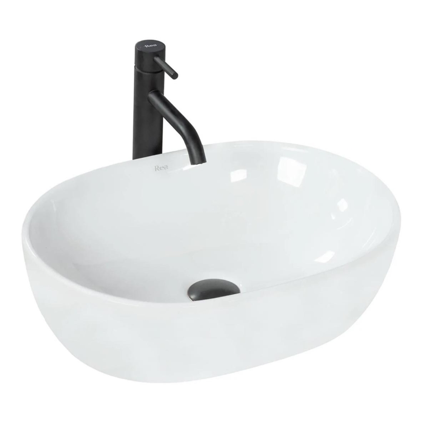 REA-U0416 - Opzetwastafel AMELIA 34,5 x 48 cm keramiek/glanzend wit