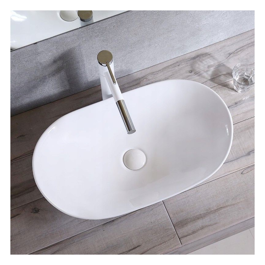 REA-U0441 - Opzetwastafel ROYAL 35,5x61,5 cm keramiek/glanzend wit