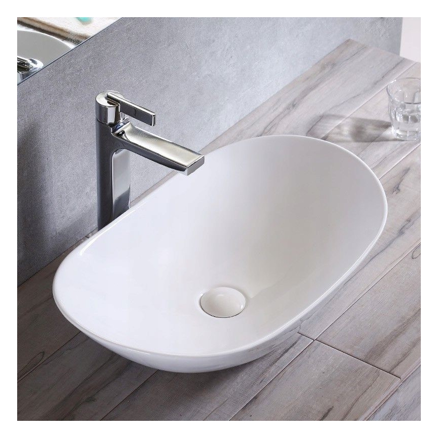 REA-U0441 - Opzetwastafel ROYAL 35,5x61,5 cm keramiek/glanzend wit