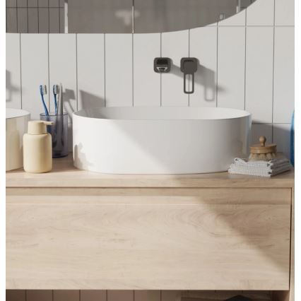 REA-U0600 - Opzetwastafel ALMA 36x57 cm keramiek/glanzend wit