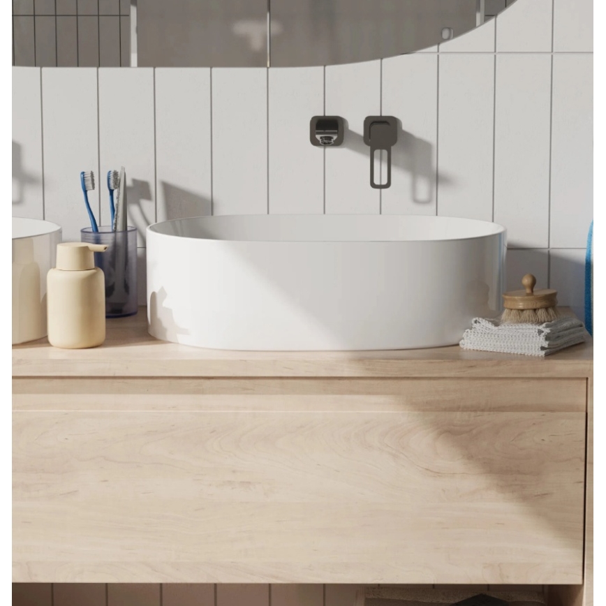 REA-U0600 - Opzetwastafel ALMA 36x57 cm keramiek/glanzend wit