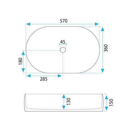 REA-U0600 - Opzetwastafel ALMA 36x57 cm keramiek/glanzend wit