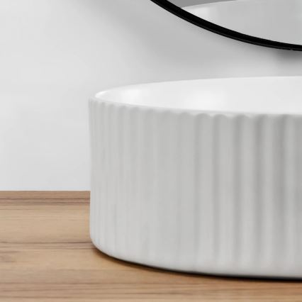 REA-U0601 - Opzetwastafel DELIA 36 cm glanzend wit/steenlook