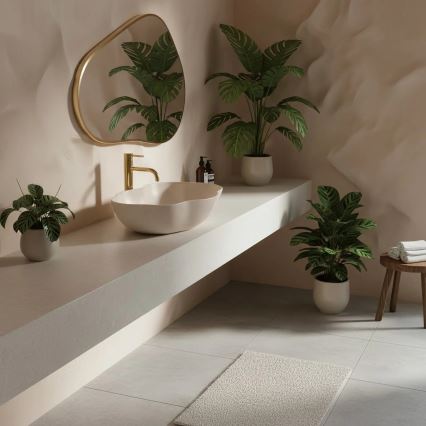 REA-U0617 - Opzetwastafel PEARL 38x50,5 cm keramiek/beige/steenlook