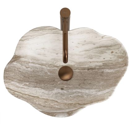 REA-U0618 - Waskom voor op werkblad PEARL 38x50,5 cm keramiek/beige/steenlook