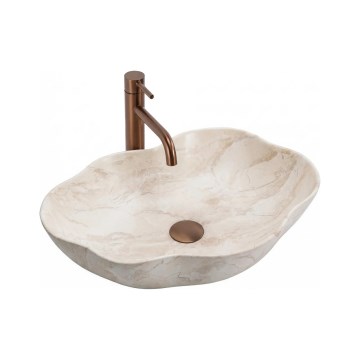 REA-U0619 - Opzetwastafel PEARL 38x50,5 cm keramiek/beige
