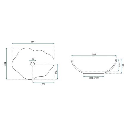 REA-U0619 - Opzetwastafel PEARL 38x50,5 cm keramiek/beige