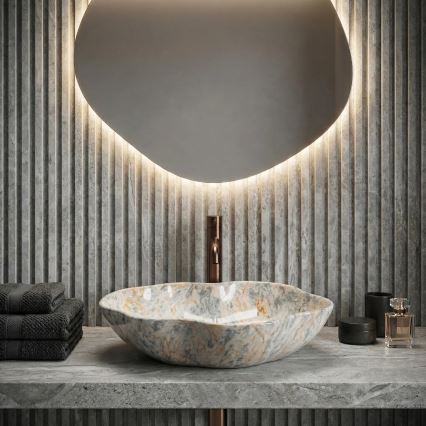 REA-U0620 - Opzetwastafel PEARL 38x50,5 cm keramiek/grijs/beige/steenlook