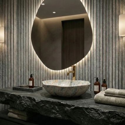 REA-U0620 - Opzetwastafel PEARL 38x50,5 cm keramiek/grijs/beige/steenlook