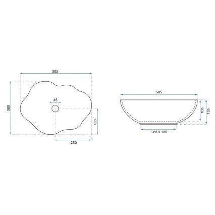 REA-U0620 - Opzetwastafel PEARL 38x50,5 cm keramiek/grijs/beige/steenlook