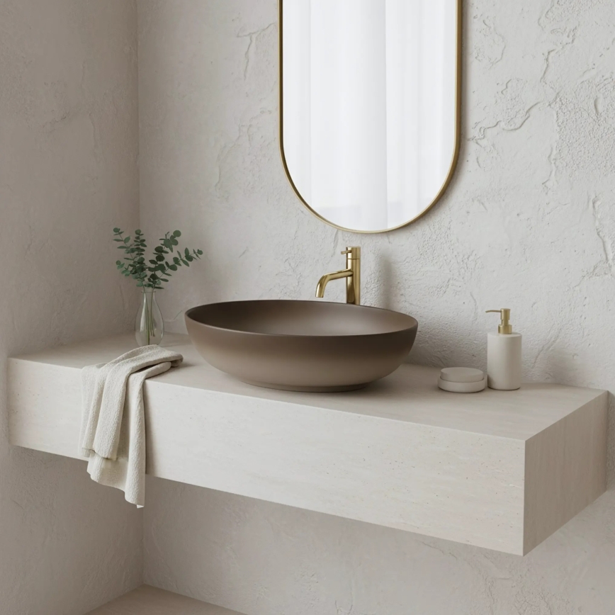 REA-U0627 - Opbouwwastafel CAROLA 39x51,5 cm keramiek/bruin