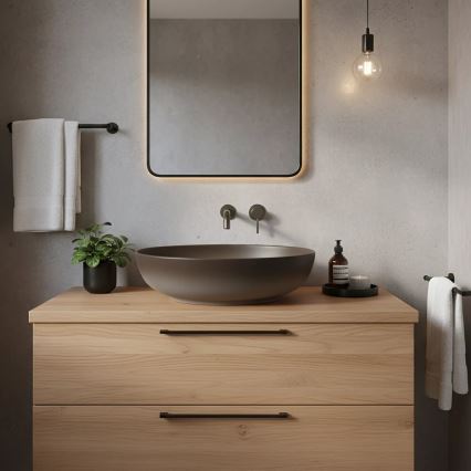 REA-U0627 - Opbouwwastafel CAROLA 39x51,5 cm keramiek/bruin