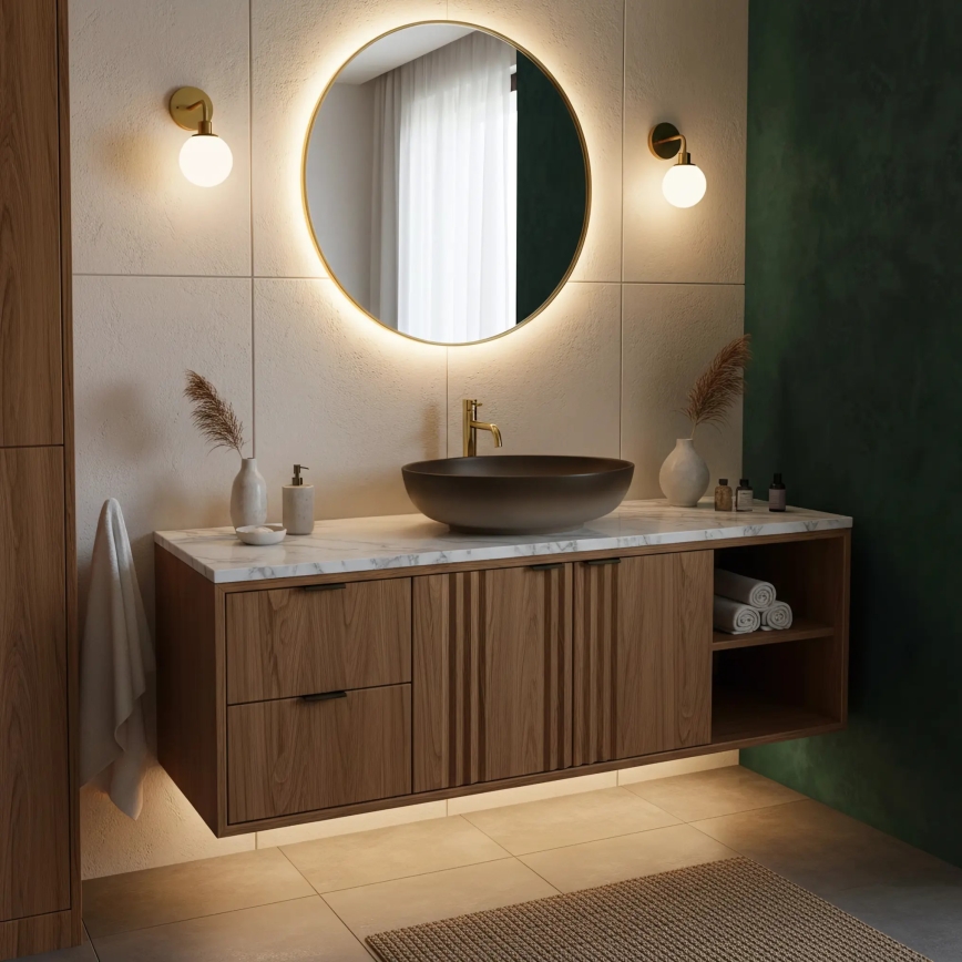 REA-U0627 - Opbouwwastafel CAROLA 39x51,5 cm keramiek/bruin
