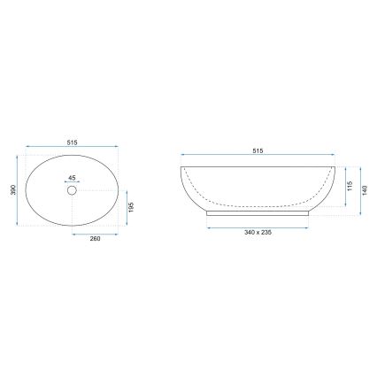 REA-U0627 - Opbouwwastafel CAROLA 39x51,5 cm keramiek/bruin